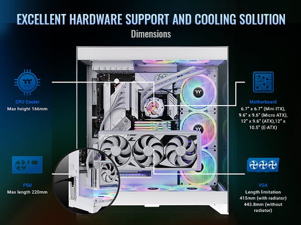 Thermaltake CTE E550 TG Snow Mid Tower ATX Case; 3 Tempered Glass